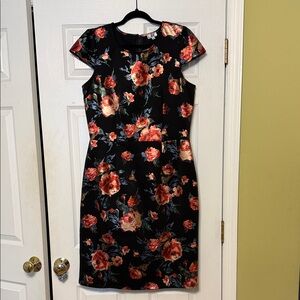 Olivia Matthews Black Red and Gold Floral Dress
